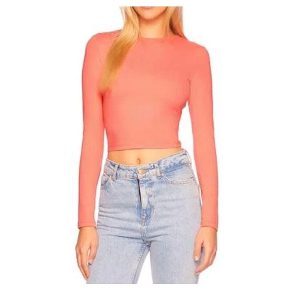 Susana Monaco Long Sleeve Crew Crop Top NEW NWT